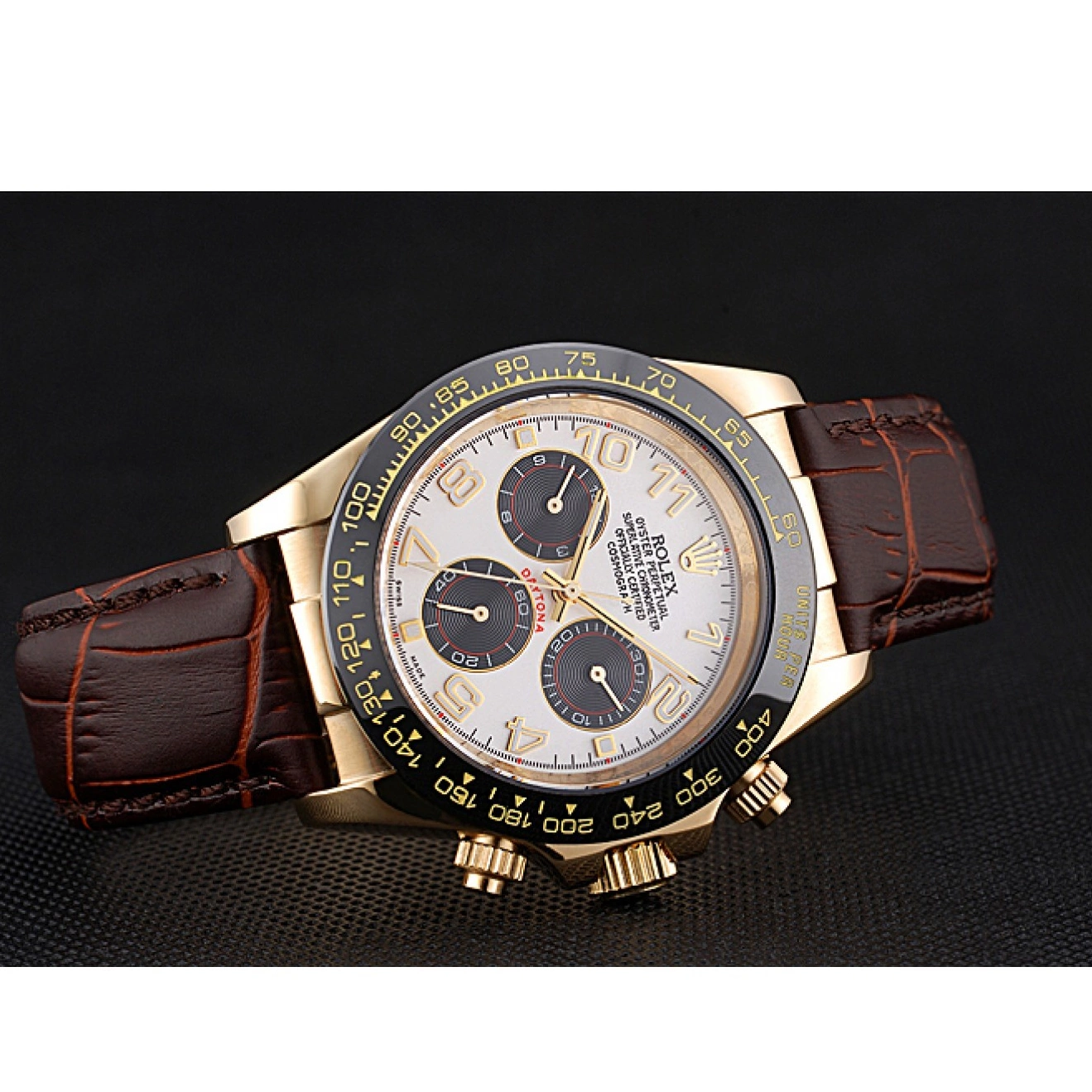 Rolex copies cheap Leather Cosmograph Case 622634 Black Bracelet Daytona Subdials Brown Rolex Gold 0702